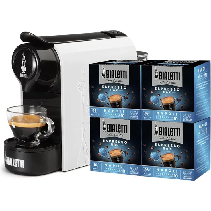 Bialetti Kaffeemaschine 1200 W, Kapselmaschine mit 0,5 L Wassertank, Weiss/Schwarz, mit Abschaltautomatik