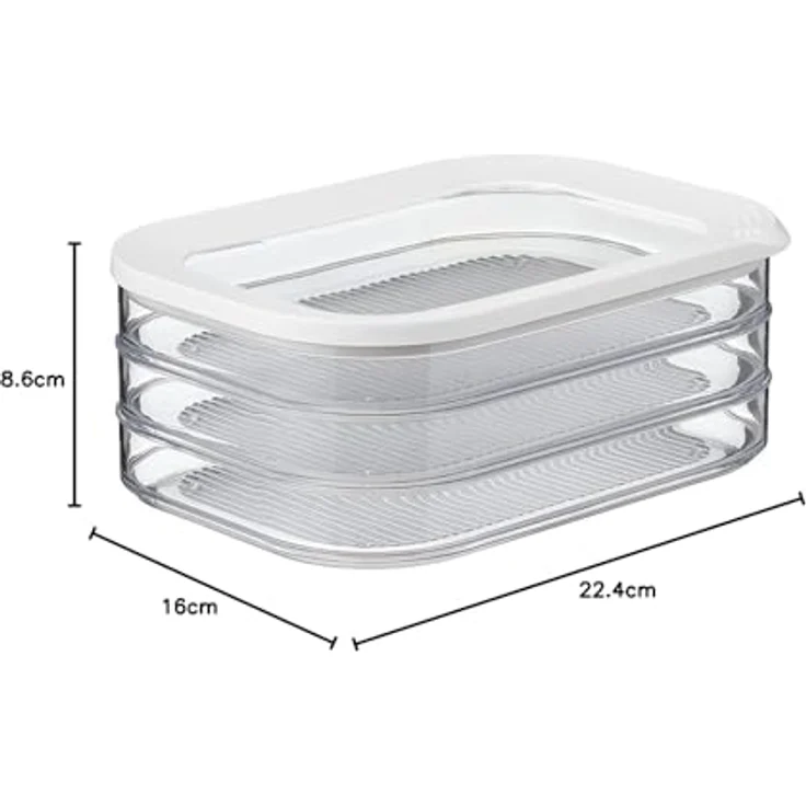 Mepal Modula Aufschnittdose, 3-lagig, 3 x 550 ml, Nordic White, spülmaschinenfest für Wurst & Fleischaufbewahrung – Bild 5