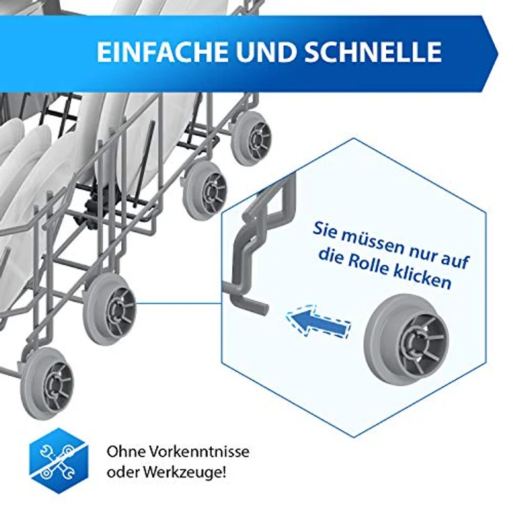 VIOKS 2Stk Korbrollen Geschirrspüler Unterkorb Ersatz für Spülmaschine Rollen Bosch 00165314 - Spülmaschinen Rollen & Bosch Siemens Ersatzteile – Bild 3