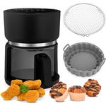 4SWISS Pure Glass – Fettfreie Heißluftfritteuse mit Glasschublade, Top Hygiene System, 12 Programme, energieeffizient und stilvoll - Schwarz