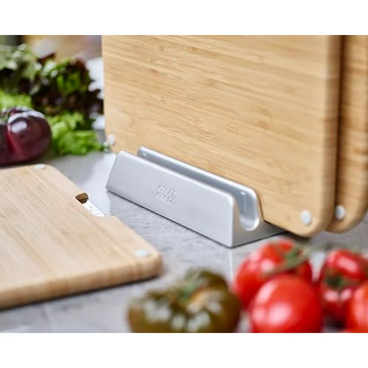 Joseph Joseph Nest Boards, 3er Set Schneidbretter mit Halterung aus Bambus, beige, rutschfest und lebensmittelspezifischen Symbolen – Bild 6