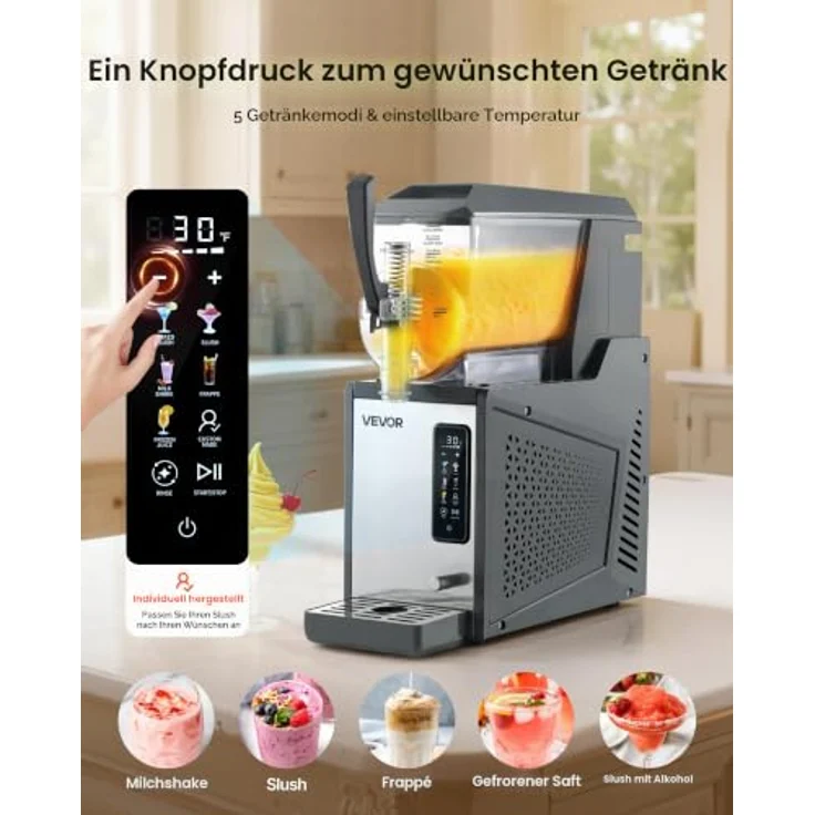 VEVOR Slush Maschine 4 L, Elektrische Margarita-Maschine mit 350 W und Selbstreinigungsfunktion für Frozen Margaritas, Frappés und Milchshakes – Bild 2