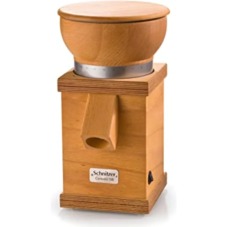 Schnitzer HDmirrorR Cerealo 100, Elektrische Getreidemühle aus Naturholz, geeignet für Allergiker
