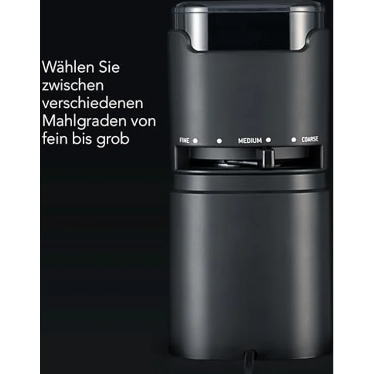 Wilfa DAILY Elektrische Kaffeemühle I Flachscheiben-Mahlwerk I 260g Bohnenbehälter I Mahlgrade fein bis grob I Einstellbare Pulvermenge für 2-12 Tassen I Überhitzungsschutz (schwarz) – Bild 4