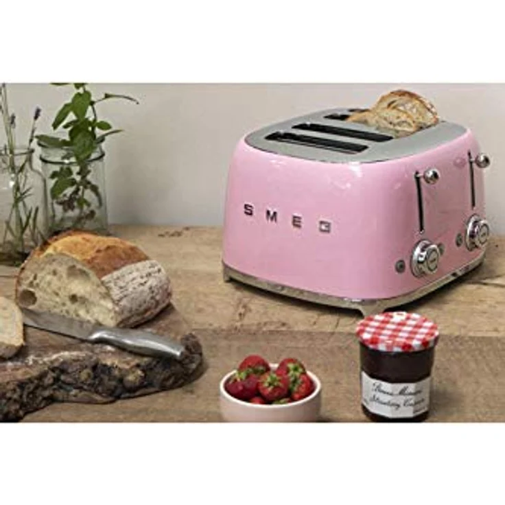 Smeg TSF03PKEU 4-Scheiben-Toaster, 2000W, 6 Bräunungsstufen, Metall, pink – Bild 3
