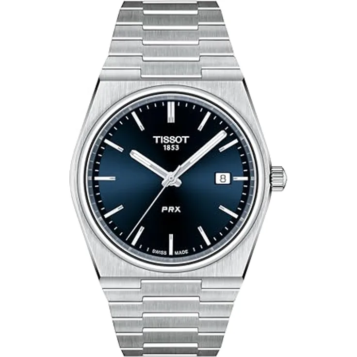 Tissot PRX T137.410.11.041.00, Herren-Armbanduhr mit blauem Ziffernblatt, Edelstahlgehäuse Ø 40mm, Quarz-Uhrwerk, Saphirglas, 10 bar wasserdicht
