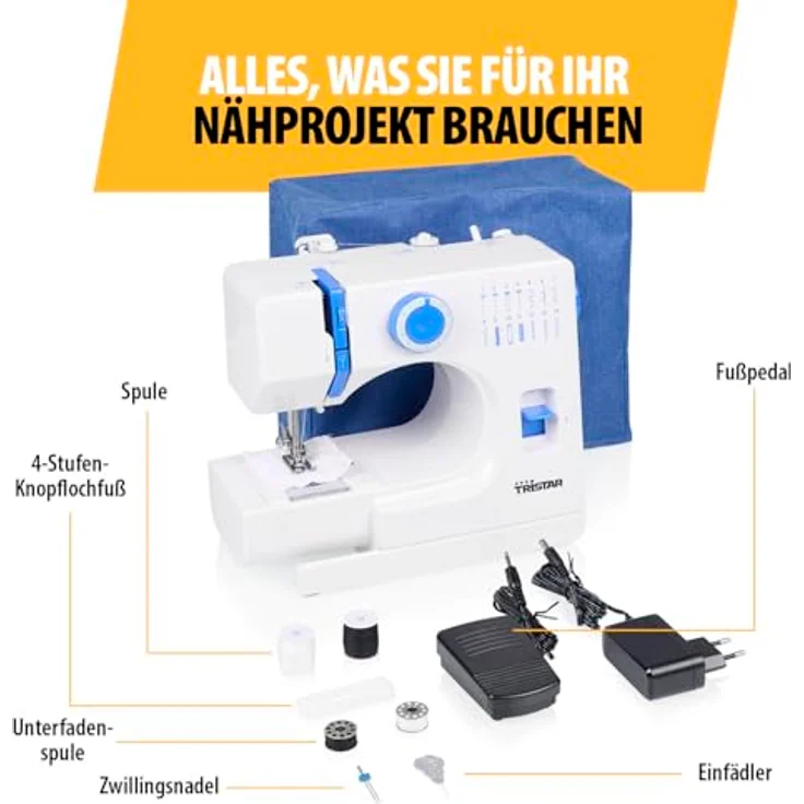 Tristar Nähmaschine SM-6003, 14 integrierte Stichmuster, LED-Beleuchtung, Weiß – Bild 2