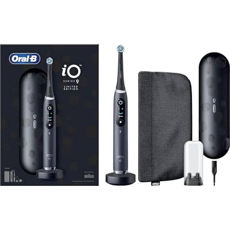 Oral-B iO Series 9 Special Edition, elektrische Zahnbürste, Bluetooth, 7 Putzmodi, 1 Reiseetui, 1 Tasche, Schwarz – Bild 1
