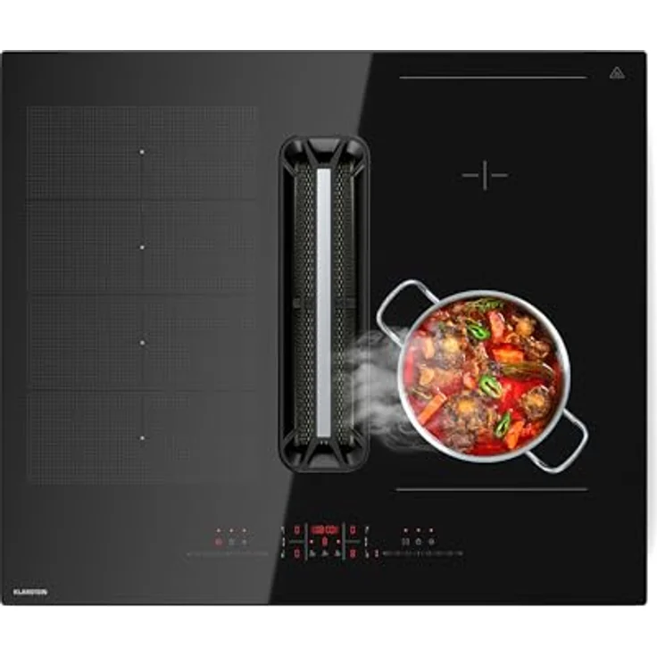 Klarstein AirJet Hybrid DSM_Airjt.Hybri_60BK, Induktionskochfeld mit integrierter Dunstabzugshaube, 4 Zonen, Touch-Bedienfeld, 12 kW, schwarz – Bild 1