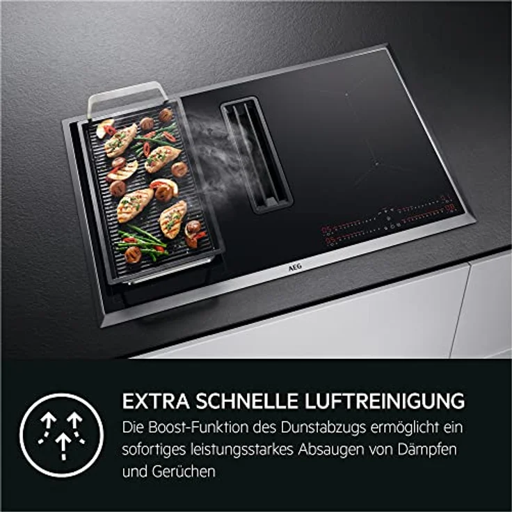 AEG COLI84COXB Autarkes Kochfeld mit integriertem Dunstabzug / 80cm / Induktion / Auto-Funktion / Bridge-Funktion / Umluft – Bild 5