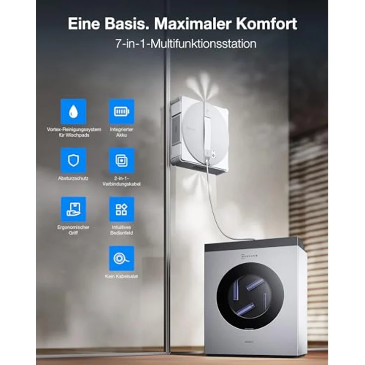 ECOVACS WINBOT W3 OMNI, Fensterputzroboter mit Multifunktionsstation, automatischer Reinigung der Wischpads, TruEdge-Technologie, 12-stufiges Schutzsystem – Bild 6