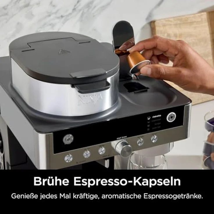 Ninja Prestige CFN802EU, 2-in-1 Filterkaffee- und Kapselmaschine mit integriertem Milchaufschäumer für Latte, Eiskaffee und Flat White, Schwarz – Bild 4