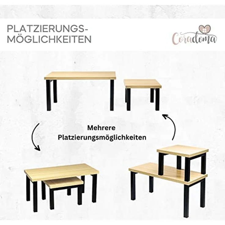 Coradoma Gewürzregal 2er Set Küchenregal Stapelbar aus Holz - Regal Organizer für Küche - Küchenorganizer für Gewürze Aufbewahrung klein und stehend - Küchenhelfer Arbeitsplatte Eckregal – Bild 2
