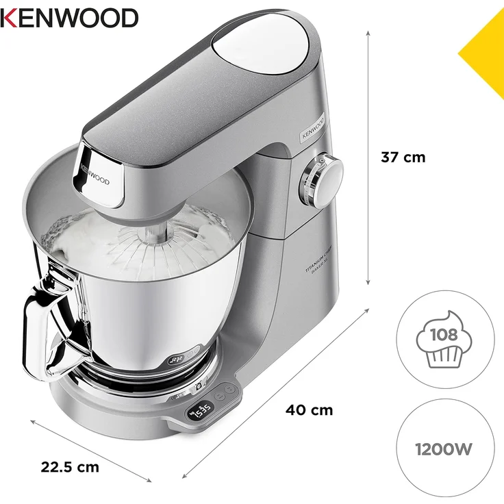 Kenwood KVL85.424SI Titanium Chef Baker XL Küchenmaschine, 1200W, 5,7L Schüssel, silber, Serie: Titanium Chef Baker XL
 – Bild 3