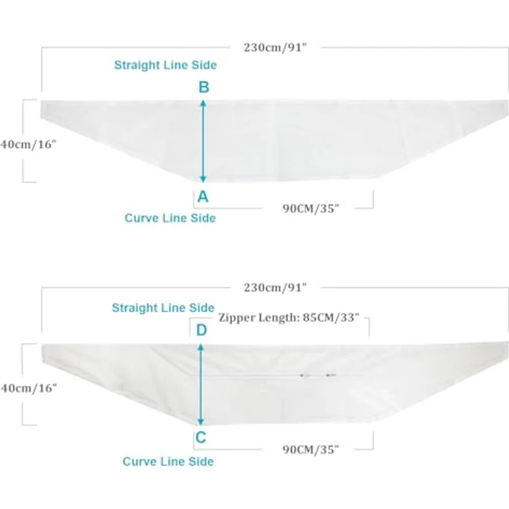 HOOMEE Fensterabdichtung für mobile Klimageräte, Hot Air Stop mit extra starkem Reißverschluss, für Dachfenster bis 470 cm Umfang, 2x230 cm Set, UV-beständig und waschbar – Bild 4