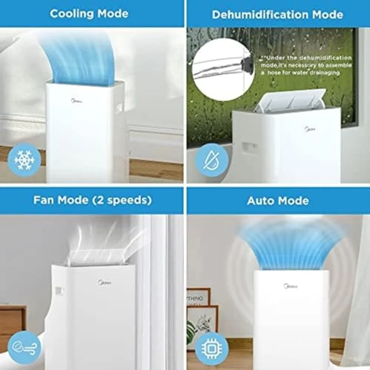 Midea Silent Cool 26 Pro Mobiles Klimagerät, 1000 W, 230 V, Weiß, 45,5 x 38 x 78 cm(BTH) – Bild 8