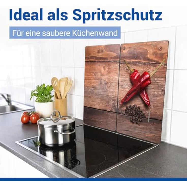 Allstar Glasabdeckplatten Pepper - 2er Set, Kochplattenabdeckung für Glaskeramik-Kochfelder, Gehärtetes Glas, 30 x 0,8 x 52 cm, mehrfarbig – Bild 7