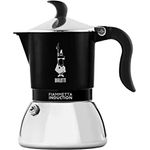 Bialetti Fiammetta Ind. 2cups, Espressokocher aus Aluminium und Edelstahl, Induktionstauglich, Schwarz