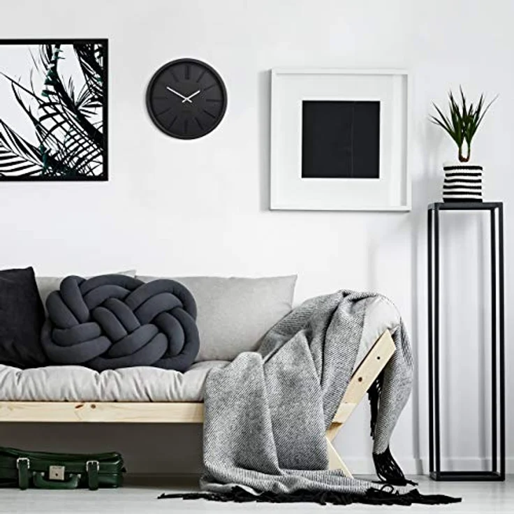 Relaxdays Wanduhr, ohne Sekundenzeiger, modern, analog, Uhr für Küche, Wohnzimmer, Arbeitszimmer, rund, Ø 35 cm, schwarz – Bild 2