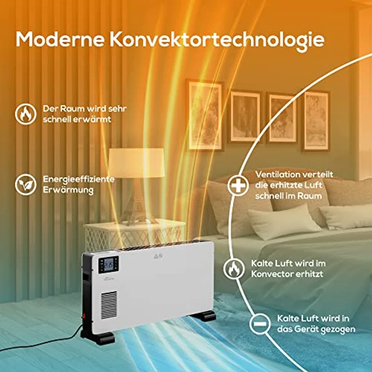 Tronitechnik TT-KH-102 Heizgerät Konvektor Radiator Heizung stufenlose Thermosteuerung (1000W / 1.300W / 2.300W), Konvektor – Bild 6