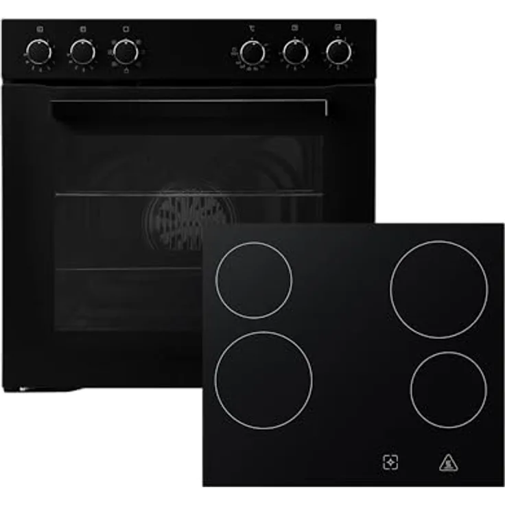 Respekta HS2001MS-26, Backofen Herdset Einbau, Matt Schwarz, 72L, 7 Beheizungsarten, A Energieeffizienzklasse, Glaskeramik Kochfeld