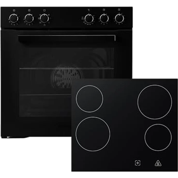 Respekta HS2001MS-26, Backofen Herdset Einbau, Matt Schwarz, 72L, 7 Beheizungsarten, A Energieeffizienzklasse, Glaskeramik Kochfeld – Bild 1