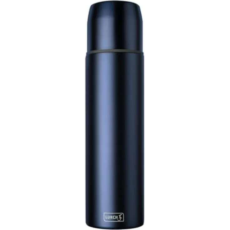Lurch Isolierflasche 0,75l, doppelwandiger Edelstahl mit Becher, 100 % auslaufsicher, denim blue II