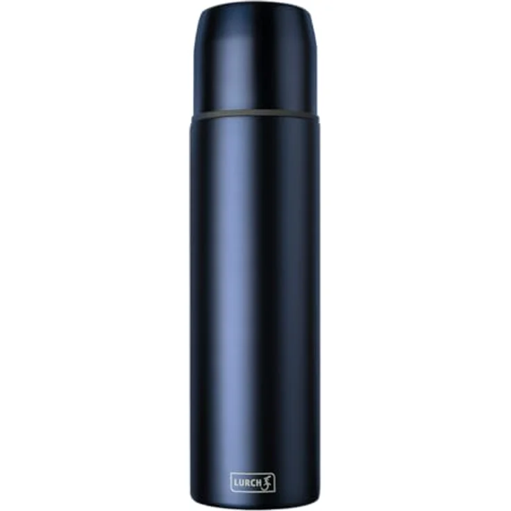 Lurch Isolierflasche 0,75l, doppelwandiger Edelstahl mit Becher, 100 % auslaufsicher, denim blue II – Bild 1