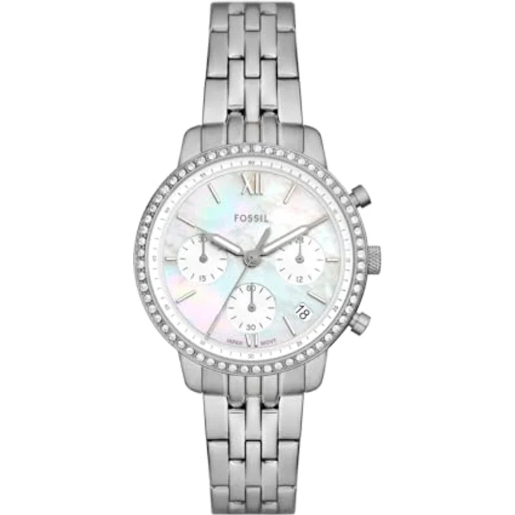 Fossil Damen Analog Quarz Uhr mit Edelstahl Armband ES5357, 36 mm Gehäuse, Chronograph-Anzeige, silber – Bild 1