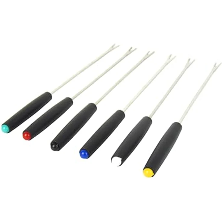 Haushalt International Fondue-Set 10-teilig bzw. 22-teilig aus Edelstahl für 6 Personen, stufenlose Hitzeeinstellung, farbige Gabeln – Bild 7