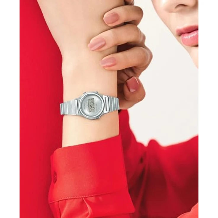 Casio Watch LA700WE-7AEF, Digitaluhr mit Kalender, Stoppuhr und Alarm, Silber Edelstahl Band – Bild 5