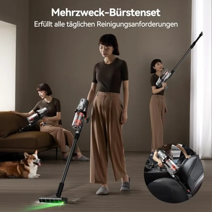 "Deerma Hand-und Stielstaubsauger DEM-T30W Akku-Staubsauger, 240 W - Mit optischem Stauberkennungssystem, grüner Staubreflektorleuchte und 9-Kegel-Zyklonkanal" – Bild 3