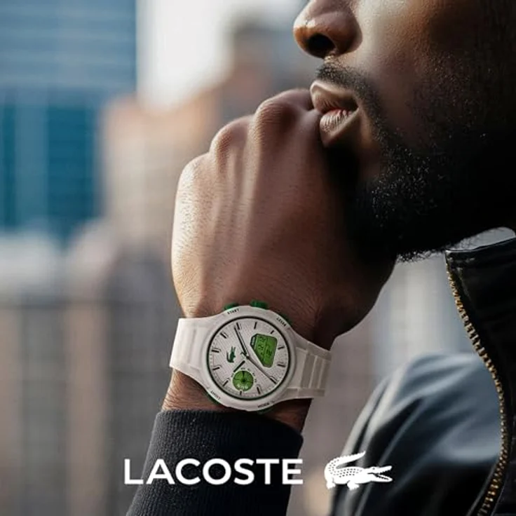 Lacoste Quarzuhr LC33 2011364, Herrenuhr mit analogen und digitalen Funktionen, weißen Silikonarmband, wasserdicht bis 10 bar – Bild 6