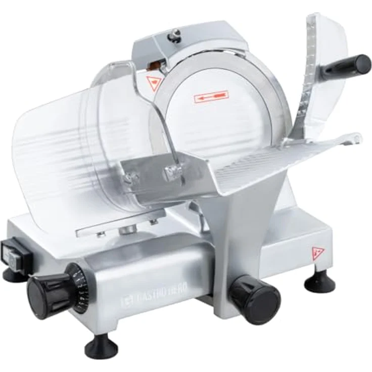 GastroHero Aufschnittmaschine ASM 195 mm, Allesschneider mit variablem Schnittbereich und integriertem Schleifstein – Bild 2