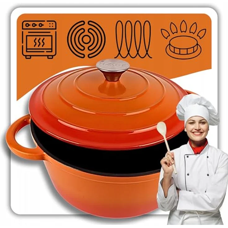 Torvon Bräter Gusseisen-Topf emailliert, 22 cm, orange – Bild 3