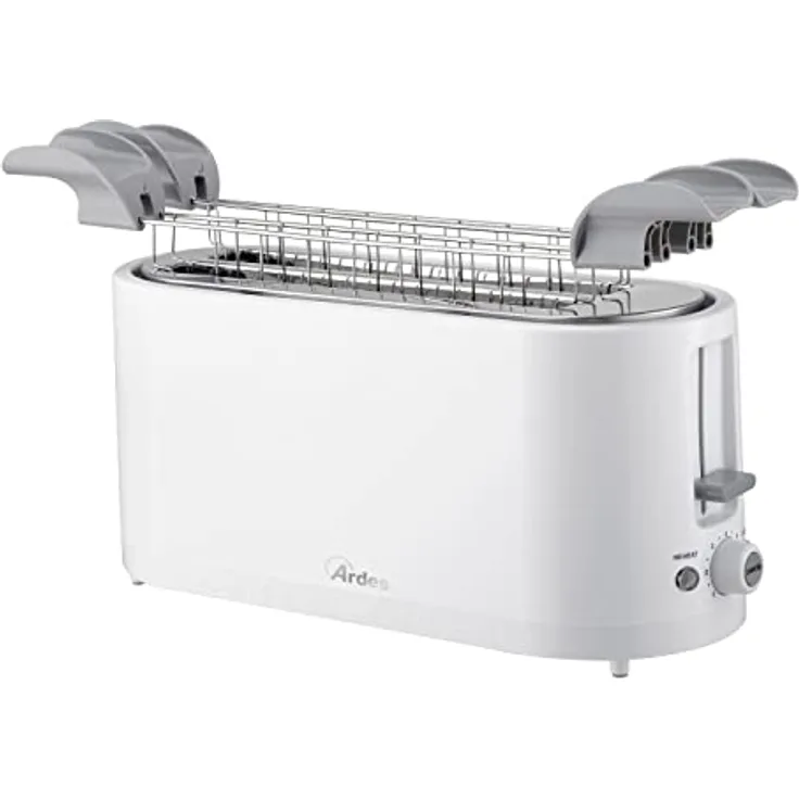 Ardes ARTOAST02 Tostapane 2 Fette Sleek Plus 4 Fette Extra 3 Funzioni Cottura und Timer 7 Tostature mit Pinze in Acciaio Edelstahl Extra Lughe Raccoglibriciole Removibile e Avvolgicavo, Toaster in Edelstahl
