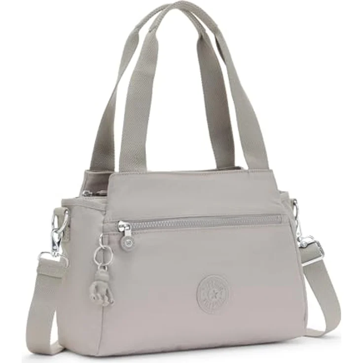 Kipling Elysia Schultertasche, Damen-Handtasche mit Reißverschlussfach und abnehmbarem Umhängeriemen, 29.5 cm, Grau – Bild 4