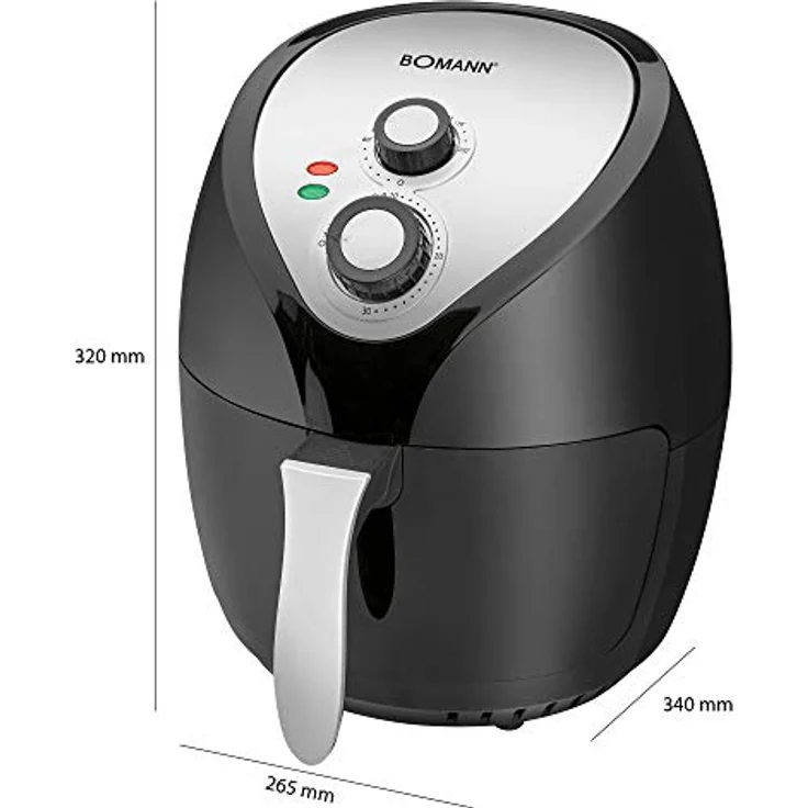 Bomann FR 6002 H CB Heißluft-Fritteuse, 3,6 L, stufenlos regelbarer Thermostat, 30-Minuten-Timer mit Endsignal, 2 Kontrolleuchten – Bild 7