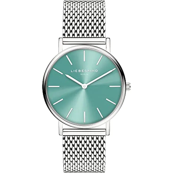 Liebeskind Armbanduhr LT-0298-MQ Silber, Damenuhr mit türkisem Zifferblatt und Meshband