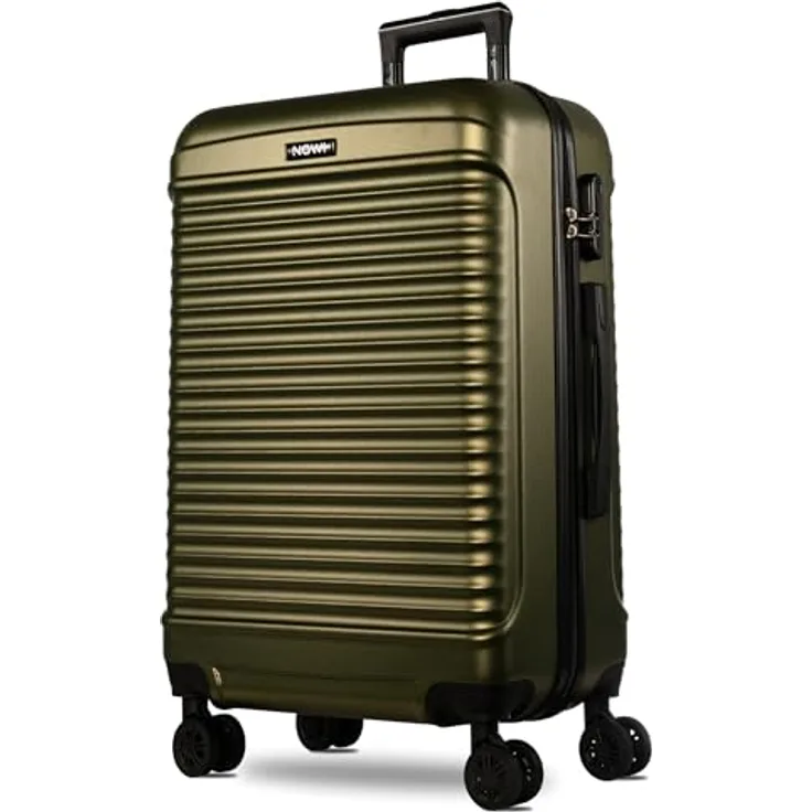 NOWI Las Palmas Koffer L, 59L Ultraleicht-Hartschalenkoffer mit 8 drehbaren Rollen, wasserabweisend, metallic grün
