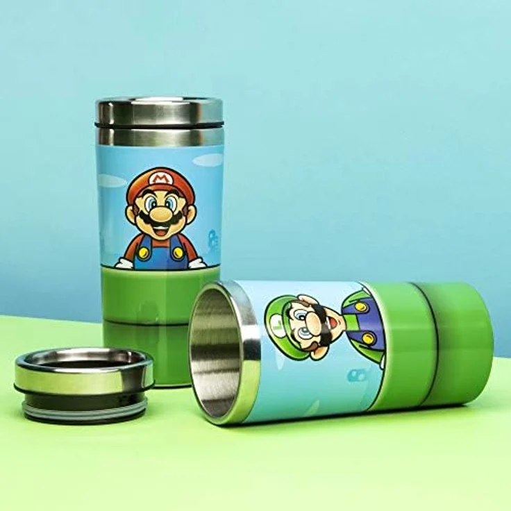 Super Mario Trinkflasche "Warp Pipe", Edelstahl, transparent, Thermoskanne/Reisebecher – Bild 8
