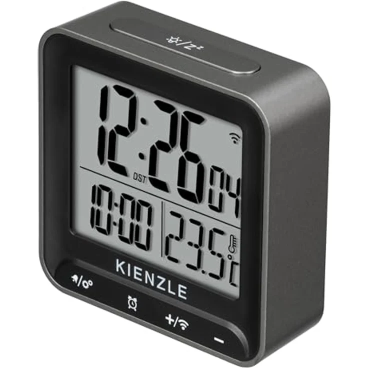 Kienzle Digitaler Funkwecker Quadrat, DCF-Funksteuerung, 2 Weckzeiten, Innentemperaturanzeige, Hintergrundbeleuchtung, Touch-Tasten – Bild 5