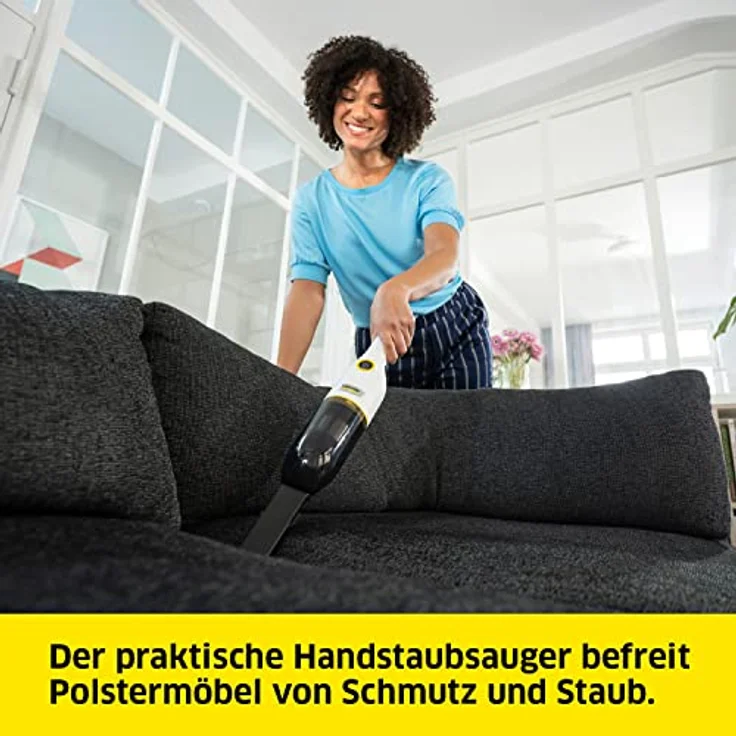 Kärcher Akku-Handstaubsauger CVH 2-4, kompakter und leichter Krümelsauger für den schnellen Einsatz, Staubbehälter: 0,15 l, Gewicht: 0,59 kg, 2-in-1-Fugendüse – Bild 3