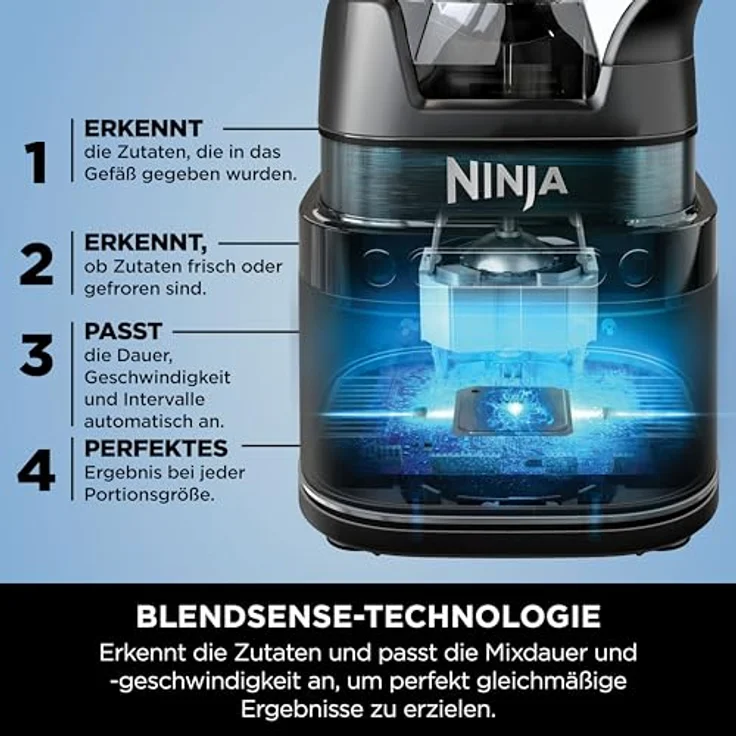 Ninja Detect Power Mixer Pro / Blender / Smoothie Maker, 1200 W, 2 L Krug, BlendSense-Technologie, schwarz – Bild 6