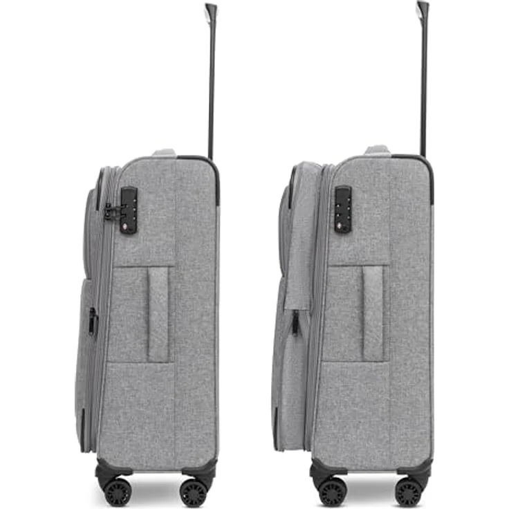REDOLZ Essentials 12 MEDIUM Weichschalen Koffer für Männer & Frauen | Leichter Trolley 67 cm mit 4 Doppelrollen & TSA-Schloss (mit Dehnfalte erweiterbar) – Bild 2