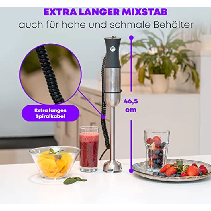 ProfiCook PC-SM 1094 1000W extra langer Edelstahlmixstab mit 4-fach Edelstahlmesser, variable Geschwindigkeitsregulierung – Bild 6
