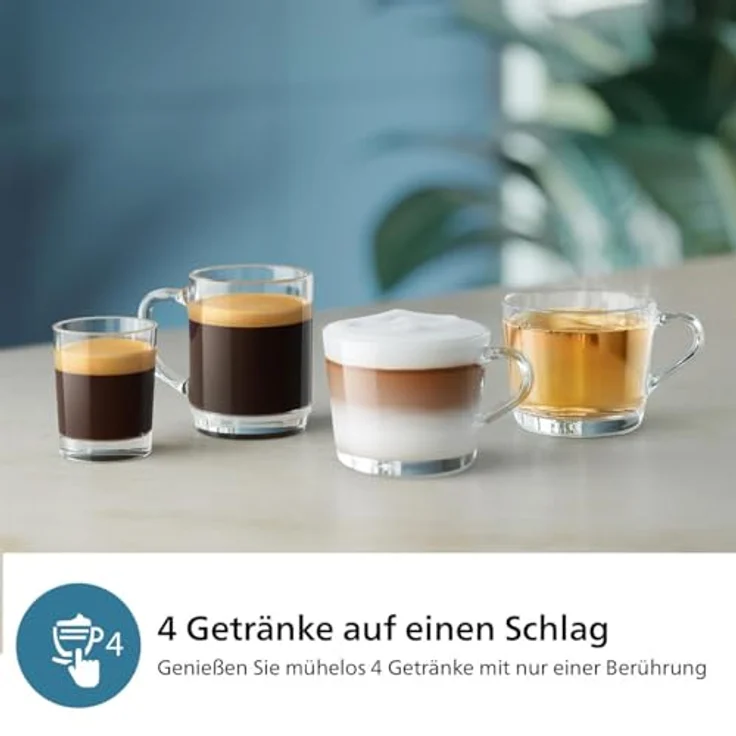 Philips 2300 Serie Vollautomatische Espressomaschine - 4 Getränke, modernes Farb-Touchscreen-Display, LatteGo-Milchsystem, SilentBrew, Keramikmahlwerk, AquaClean-Filter. Weißes Chrom (EP2333/40) – Bild 3