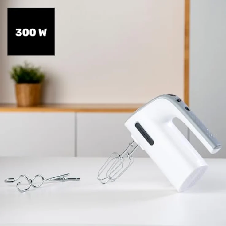 Taurus STATION GREY Handmixer, 300W, 5 Geschwindigkeiten, Turbofunktion, Kunststoff, weiß – Bild 3