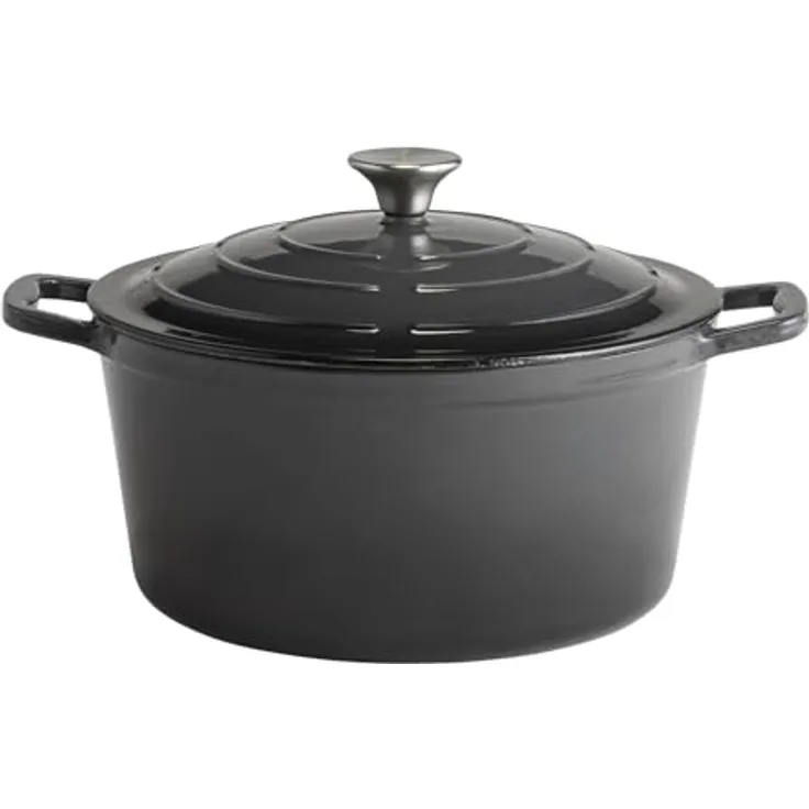 APS 88307 Kochtopf "5 STARS", Gusseisen, induktionsgeeignet, ofenfest, inkl. Deckelhalter, Ø 28 cm, 6 Liter, anthrazit