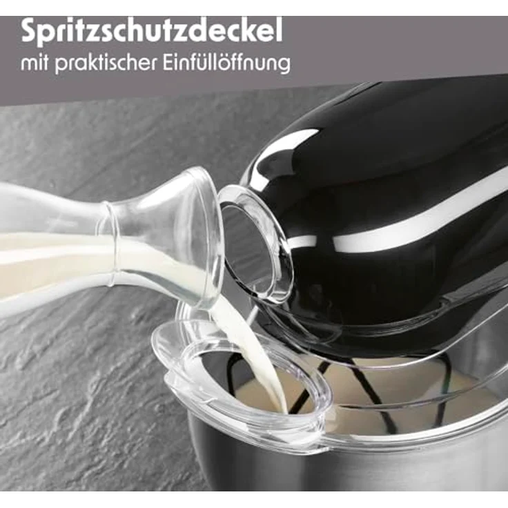 GOURMETmaxx Küchenmaschine & Rührgerät | Multifunktionale Küchenhilfe inkl. Rührschüssel und Aufsätze | Leistungsstarker Mixer mit Schneebesen und mehr | Elektrische Knetmaschine [schwarz] - Preisvergleich – Bild 2